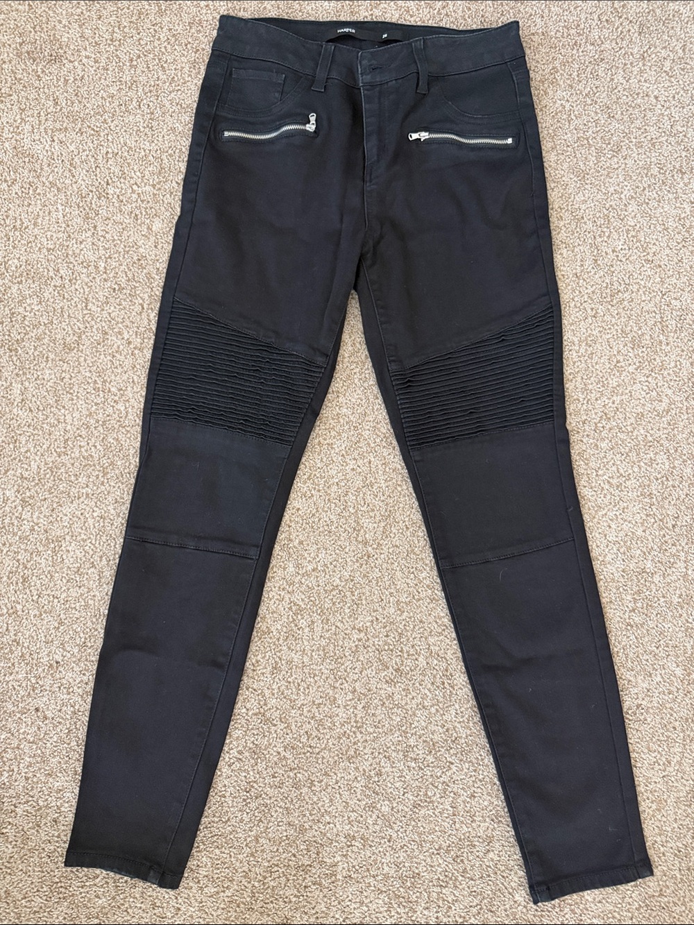 Harper Black Women's Skinny Moto Jeans with Zipper Pockets